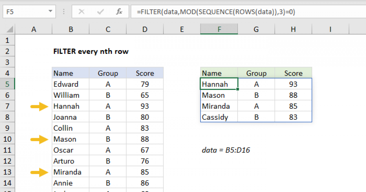 Filter Every Nth Row Excel Formula Exceljet 3864